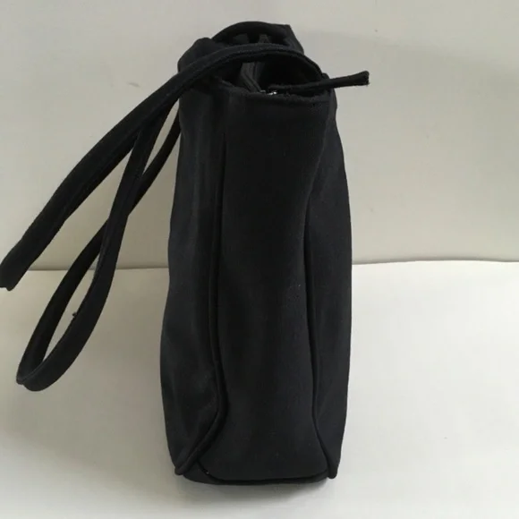 SAKS FIFTH AVENUE Black Tote BAG Purse Handbag Embroidered Logo Y2K NEW - Picture 6 of 13